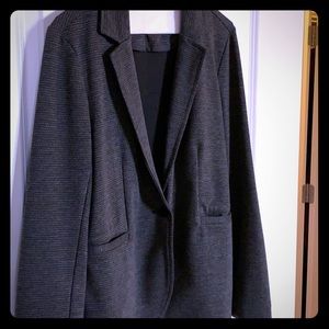 Gray and black yoga pants fabric blazer